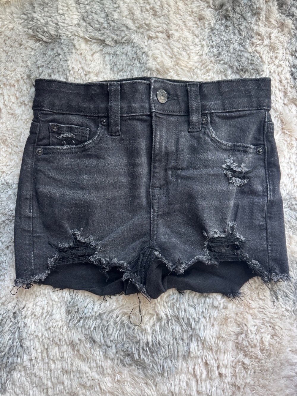 American Eagle Outfitters Black Distressed Denim Jean Shorts